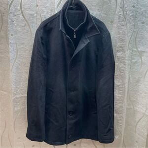 Shoot Collection Wool Cashmere Coat Mens 48 Black Excellent Removable Bib Jacket